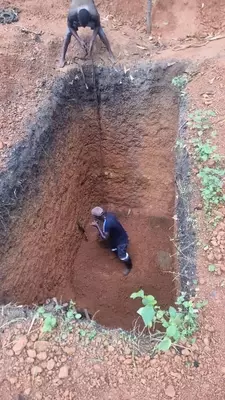 A cesspit is being dug for the new toilets.